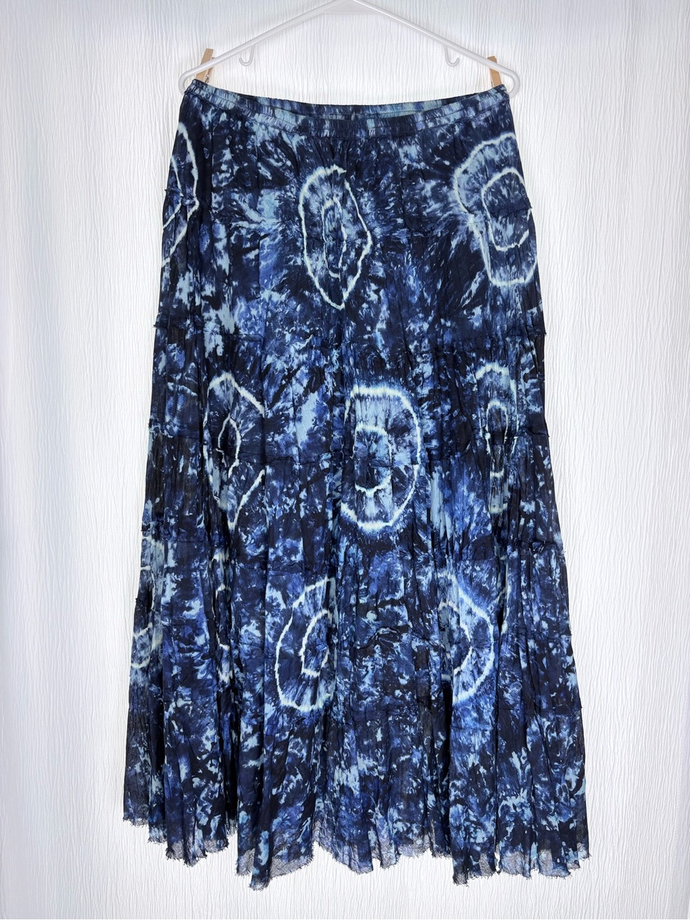 INC International Concepts Navy Tie-Dye Tiered Maxi Skirt